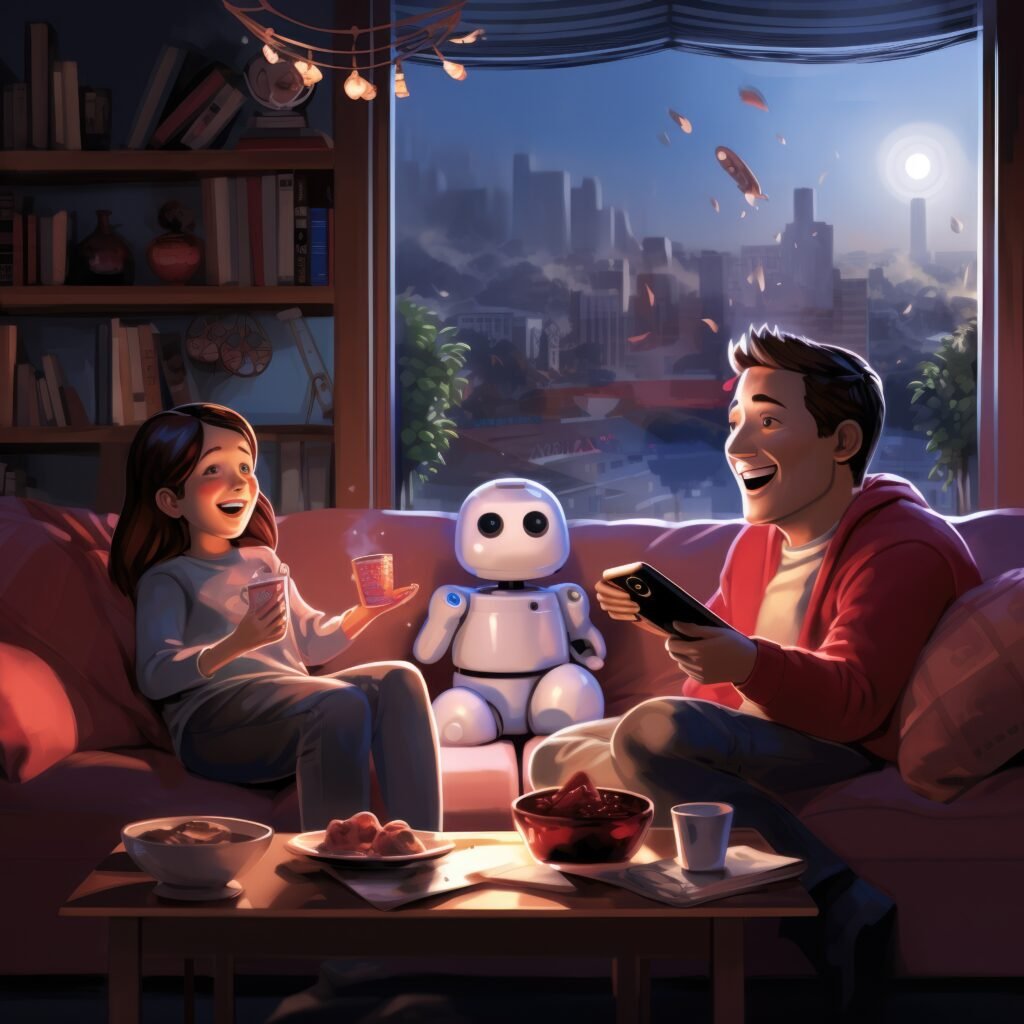 gens qui trainent avec un robots